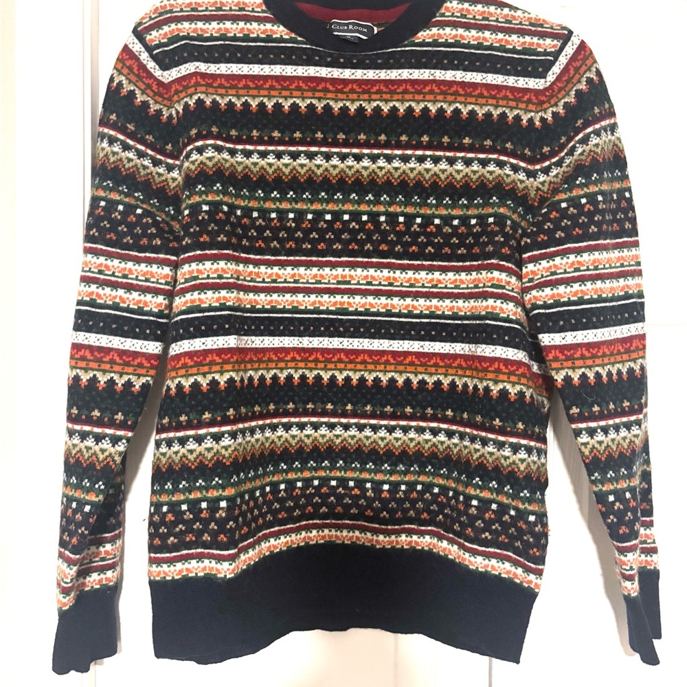 Club Room women’s fair isle Festive Multicolor Crewneck Sweater size medium